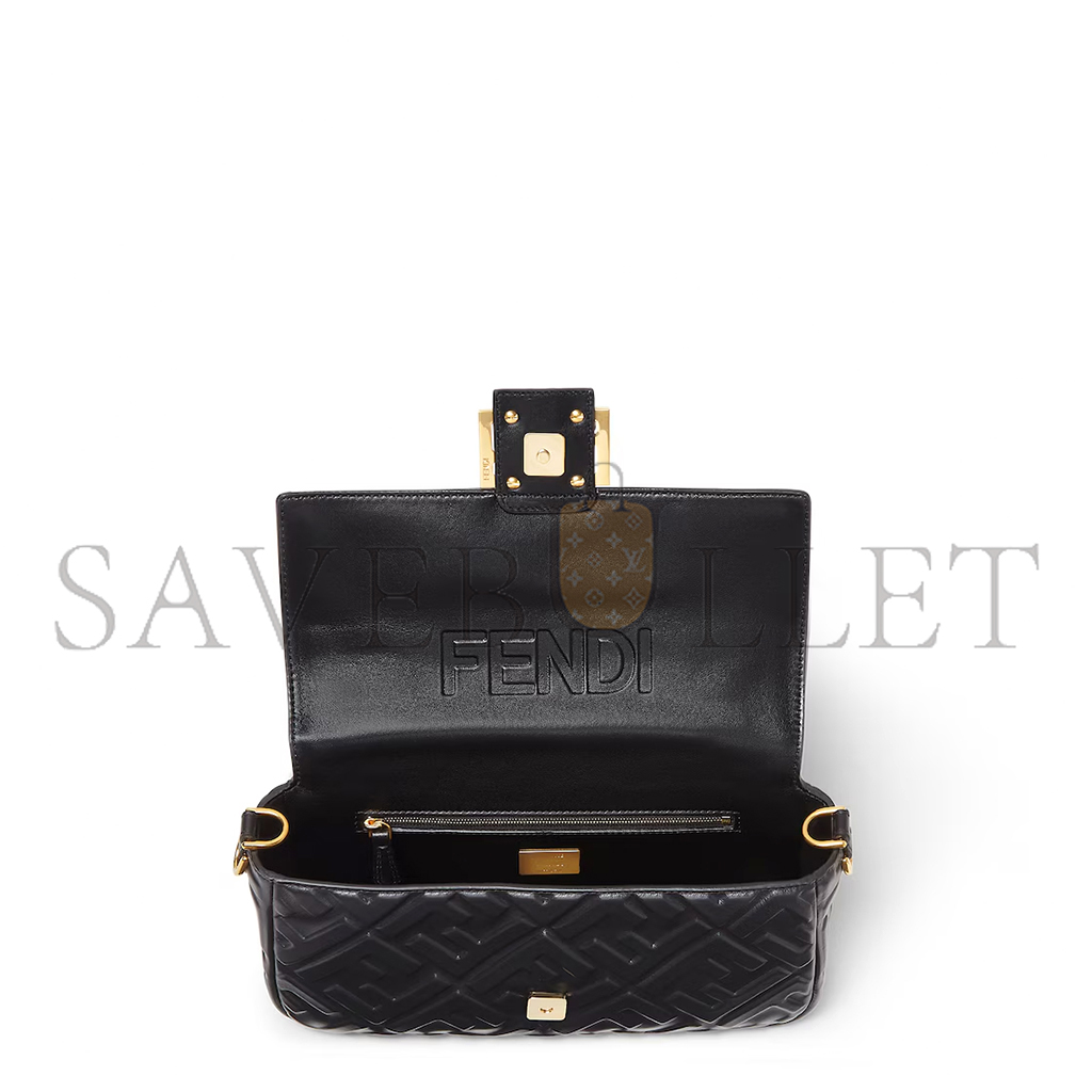 FENDI BAGUETTE BLACK LEATHER BAG 8BR600AT57F15ZW (27*15*6cm)
